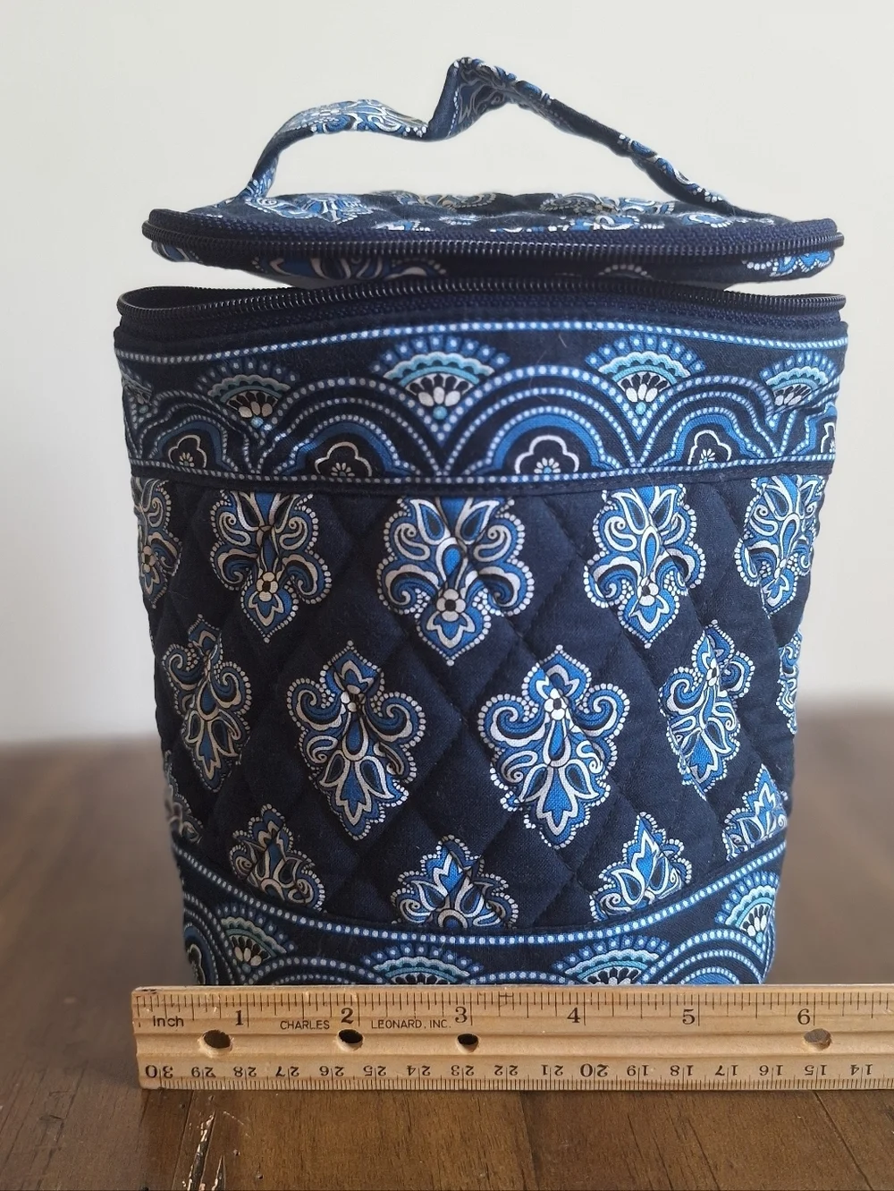 Vera Bradley Navy Blue Quilted Cosmetic Train Case